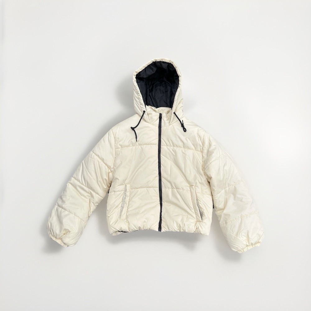 Therapy Women's XL Cream Puffer Jacket Hooded Full Zip Winter Coat